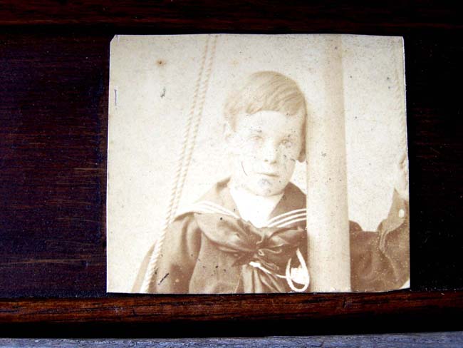 A charming Victorian Half Hull Model with a Photo of a Little Boy wearing a sailor's uniform circa 1875 — image 2
